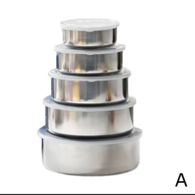 5pcs Storage Containers, Multipurpose Steel Reusable Food Storage Containers With Lids, Leak Proof And Food Set