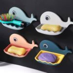 Whale Shape Soap Box Drain Soap Holder Box Bathroom Shower Soap Holder Sponge Storage Container Plate Tray Bathroom Accessories