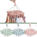 Multifunctional Clothes Drying Rack with 32 Clips Windproof Socks Drying Hanger Household Essential